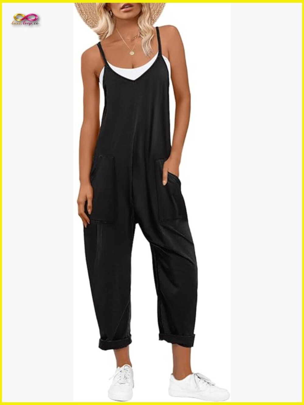 Casual Summer Jumpsuit Sleeveless Overalls Romper Beach Vacation Outfit